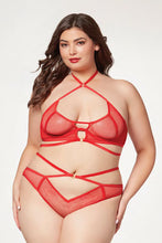 Load image into Gallery viewer, Fishnet mesh halter bra and bikini cut panty
