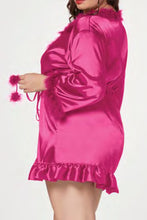 Load image into Gallery viewer, Faux Crepe Silk Robe With Marabou Trim
