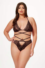 Load image into Gallery viewer, Two Piece Lace and Mesh Bralette and Thong
