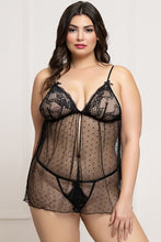 Load image into Gallery viewer, Lace and Dot Mesh Babydoll Set
