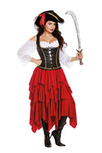 Load image into Gallery viewer, Ships Ahoy Pirate Costume, Off-the-Shoulder Pirate Dress
