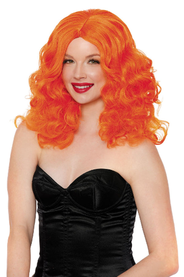 Orange Big Curls Wig