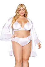 Load image into Gallery viewer, Matte satin robe, bralette, and thong set, Three piece Set
