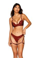 Load image into Gallery viewer, Vinyl push up bra and garter thong set
