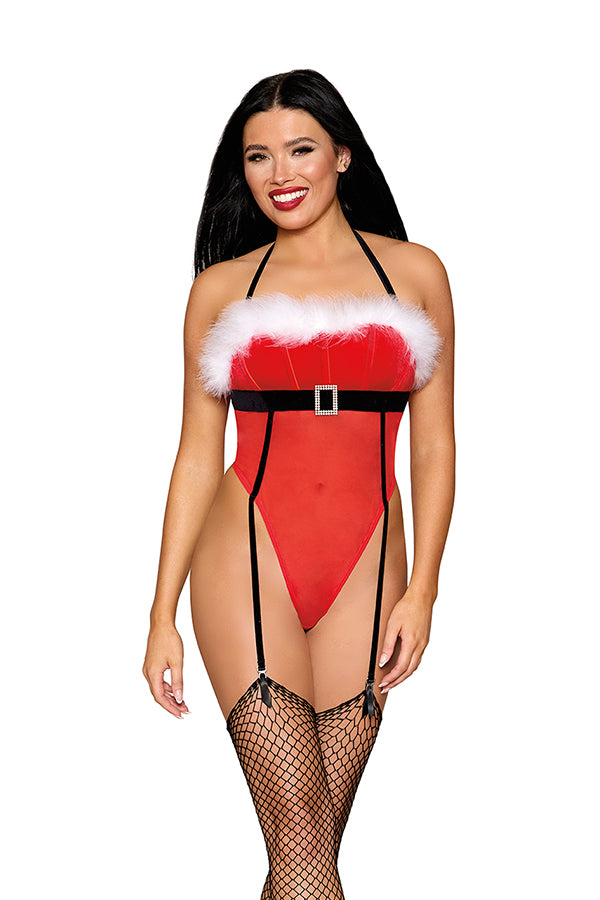 Velvet and stretch mesh Santa teddy