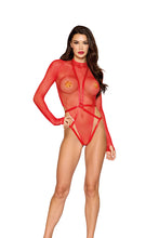 Load image into Gallery viewer, Seamless Knitted Fishnet Teddy with Elastic Harness Set
