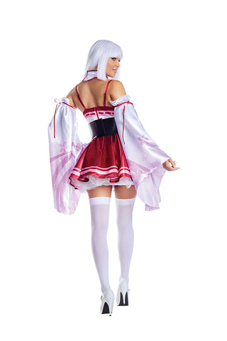 Sakura Shrine Maiden Costume Set,  Kimono-Inspired Three-Piece Set