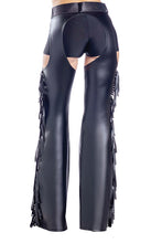 Load image into Gallery viewer, Studded Denier Chaps with Fringe &amp; Matching Glitter Belt – Western Cowgirl Costume
