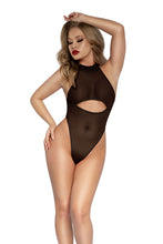 Load image into Gallery viewer, Mesh Halter Neck Teddy with Underboob Detail and High Leg
