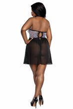 Load image into Gallery viewer, Pearl White &amp; Black Floral Lace Bra &amp; Panty Set with Underwire

