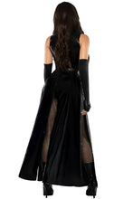 Load image into Gallery viewer, Code Breaker Babe Costume, Coated Denier Jumpsuit with Zip Front &amp; Printed Mesh Legs, Matching Buckle Skirt and Fingerless Gloves
