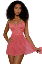 Load image into Gallery viewer, Lace and Mesh Babydoll Set
