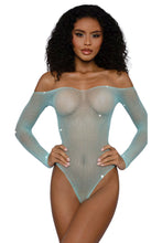 Load image into Gallery viewer, Rhinestone Off Shoulder Bodystocking
