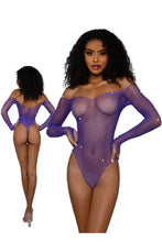 Load image into Gallery viewer, Rhinestone Off Shoulder Bodystocking
