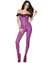 Load image into Gallery viewer, Off-the-Shoulder Leopard Print Crotchless Spandex Bodystocking
