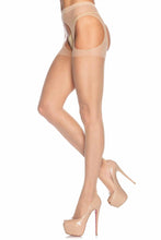 Load image into Gallery viewer, Eden Sheer Suspender Pantyhose – 20D Crotchless Tights
