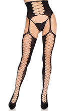 Load image into Gallery viewer, Lyra Faux Lace-Up Garter Belt Stockings
