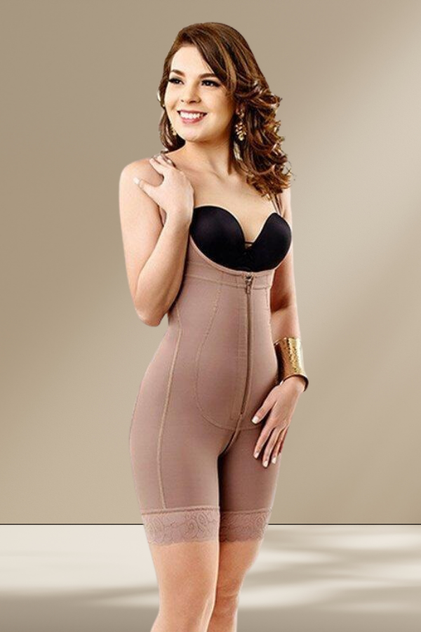 Mid-Thigh Full body Girdle with Zip-Up Front