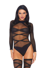 Load image into Gallery viewer, Truth Or Dare Bodysuit And Thigh Highs Set, Opaque Criss-Cross Lingerie Set
