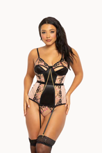 Load image into Gallery viewer, Embroidered floral lace and satin chemise set
