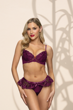 Load image into Gallery viewer, Two-Piece Embroidered Lace Bra with Skirted G-string
