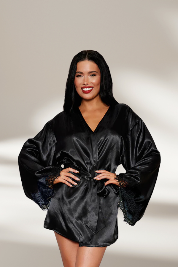 Open back satin robe