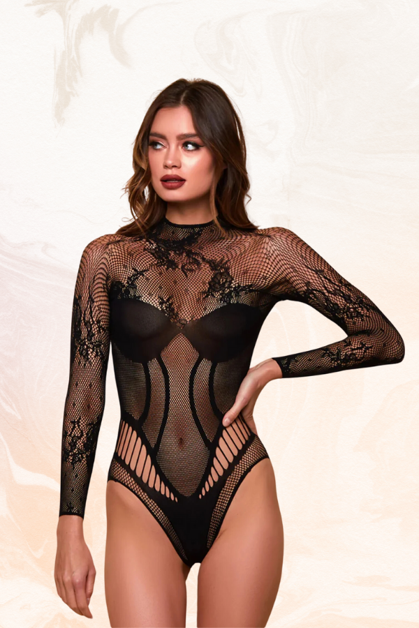 Delicate Lace Long Sleeve Teddy