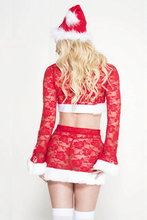 Load image into Gallery viewer, Santa’s Helper Lace &amp; Marabou Costume Set
