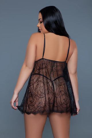 Luxurious floral lace babydoll lingerie