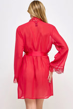 Load image into Gallery viewer, Vivian Sheer Chiffon Lace Trim Robe
