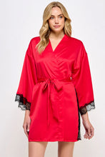 Load image into Gallery viewer, Isadora Satin Lace Trim Robe
