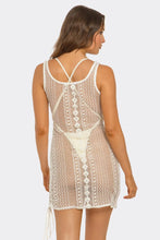 Load image into Gallery viewer, SunKissed Crochet Swim Cover Up Dress, Sleeveless Mini Beach Cover-Up with Boho Knit Pattern, Lightweight Summer Resort Wear

