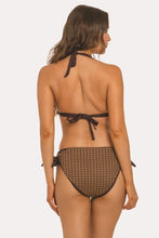 Load image into Gallery viewer, Mocha Muse Two-Piece Bikini Set, High-Cut Swimsuit with Pearl Accent, Tie-Side Low-Rise Cheeky Bikini Bottoms
