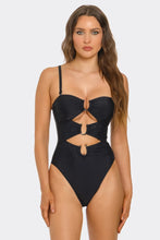 Load image into Gallery viewer, Lydia One Piece Swimsuit for Women with U-Ring Cut-Out Details, Adjustable Straps &amp; High-Cut Leg – Edgy Cheeky Back Swimwear

