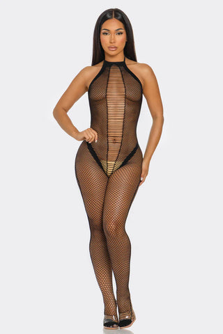 Close To Me Cut-Out Fishnet Bodystocking