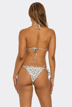 Load image into Gallery viewer, Spotted You 3-Piece Bikini Set, Animal Print Triangle Swimsuit with Mesh Long Sleeve Crop Top, Adjustable String Bikini &amp; Cheeky Low Rise Bottoms
