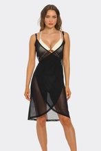 Load image into Gallery viewer, Midnight Seduction Sheer Swim Cover-Up Dress, Midi Beach Cover-Up with Surplice V-Neck, Lightweight Swimsuit Cover-Up (Bikini Not Included)

