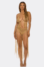 Load image into Gallery viewer, Fringe Fever Crochet Bikini Set, Two-Piece Swimsuit with Fringe Detail, Halter Neck Top, High-Rise Bikini Bottoms &amp; Adjustable Ties
