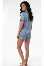 Load image into Gallery viewer, Satin Short Sleeve Pajama Set with Shorts
