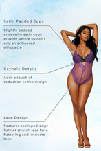 Load image into Gallery viewer, Scalloped-edge fishnet stretch lace band teddy, Fishnet Bodysuit
