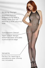 Load image into Gallery viewer, Halter Crotchless Fishnet Bodystocking
