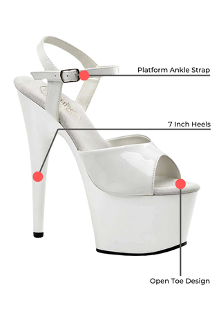 Open-Toe Ankle Strap Platform Heel Sandals-White