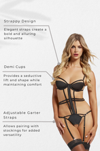 Load image into Gallery viewer, Strappy Rhinestone Open Crotch Thong Teddy
