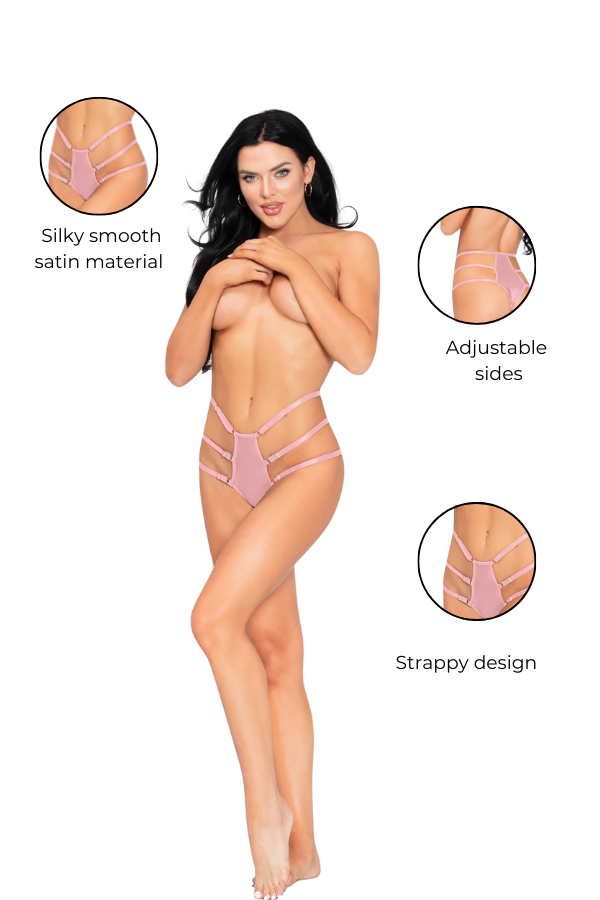 Women's Satin Strappy Panty With Gold Hardware La Sensual Boutique Women's Satin Strappy Panty With Gold Hardware La Sensual Boutique
