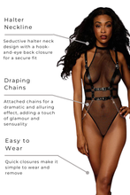 Load image into Gallery viewer, Fishnet teddy and faux-leather harness set
