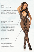 Load image into Gallery viewer, Pretty Persuasion Lace Bodystocking,  Lace Halter Lingerie
