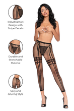 Load image into Gallery viewer, Industrial Net Leggings with Stripe Details – Trendy &amp; Sexy Mesh Leggings for Women
