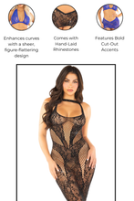 Load image into Gallery viewer, Sweet Surrender Body Con Dress, Rhinestone Lace Lingerie Dress
