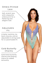 Load image into Gallery viewer, Ombre-printed stretch lace teddy
