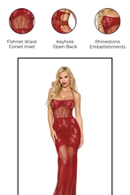 Load image into Gallery viewer, Seamless bodystocking lace gown, Lingerie Gown
